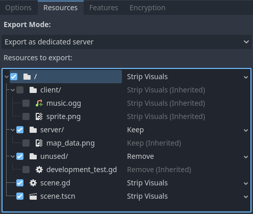 Choosing resources to keep, keep with stripped visuals or remove